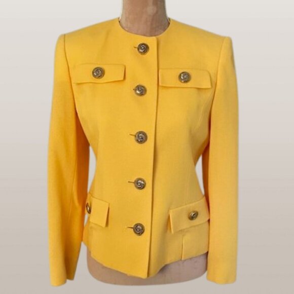 Herbert Grossman Jackets & Blazers - Vintage 1980's Pure Wool Statement Power Blazer Herbert Grossman Gold Buttons 4P